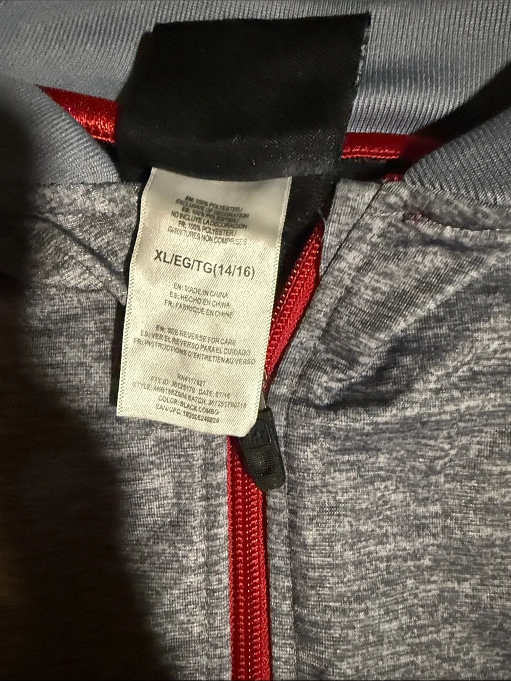 Men's Athletic Zip Jacket - Gray with Black Sleeves & Red Zip